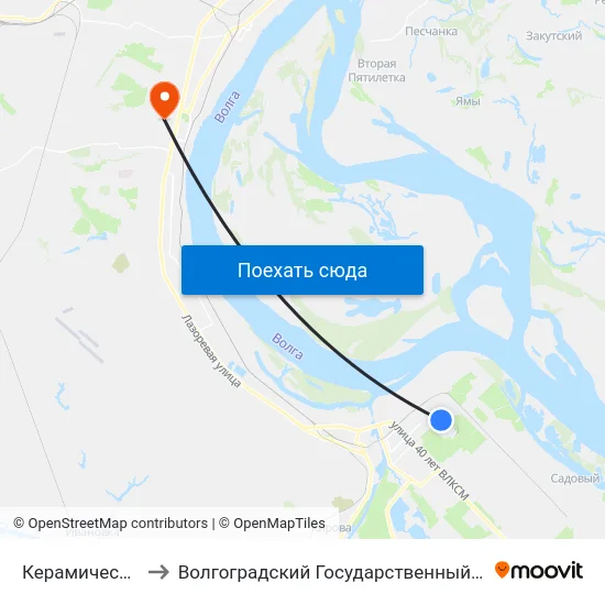Керамический Завод to Волгоградский Государственный Университет "" Волгу"" map