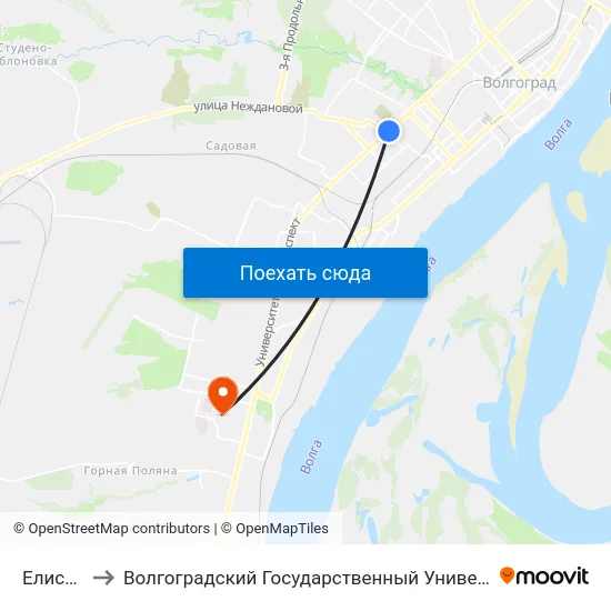 Елисеева to Волгоградский Государственный Университет "" Волгу"" map