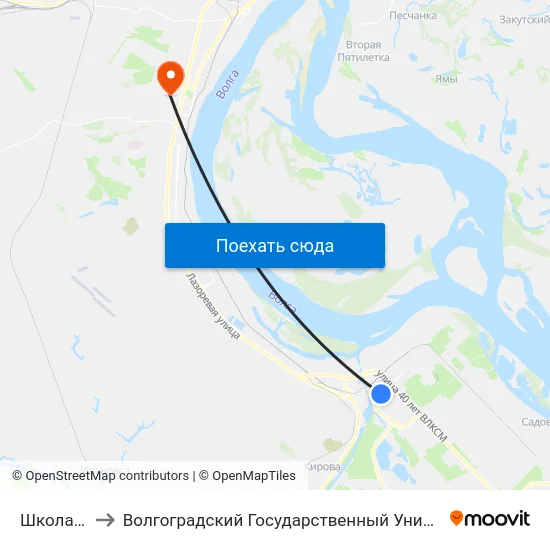 Школа №38 to Волгоградский Государственный Университет "" Волгу"" map