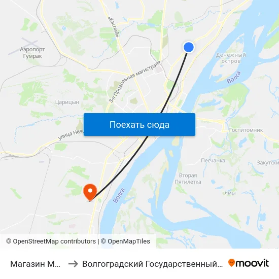 Магазин Медтехника to Волгоградский Государственный Университет "" Волгу"" map