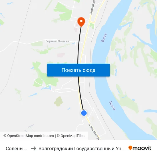 Солёный Пруд to Волгоградский Государственный Университет "" Волгу"" map