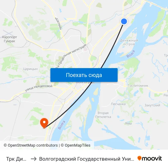 Трк Диамант to Волгоградский Государственный Университет "" Волгу"" map