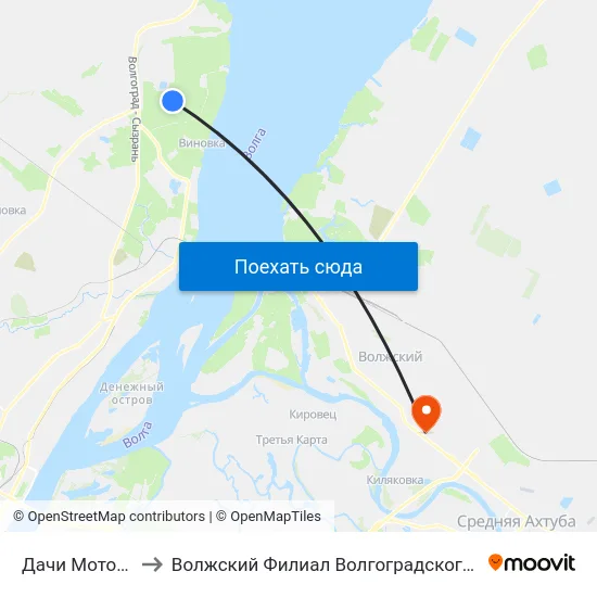 Дачи Мотостроитель (А) to Волжский Филиал Волгоградского Государственного Университета map