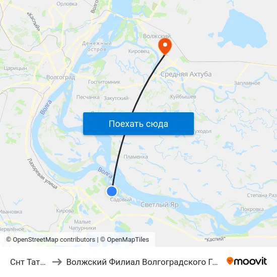 Снт Татьянка (А) to Волжский Филиал Волгоградского Государственного Университета map