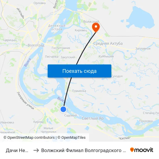 Дачи Нефтебаза (А) to Волжский Филиал Волгоградского Государственного Университета map