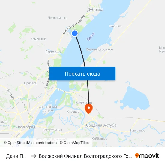 Дачи Пичуга (А) to Волжский Филиал Волгоградского Государственного Университета map