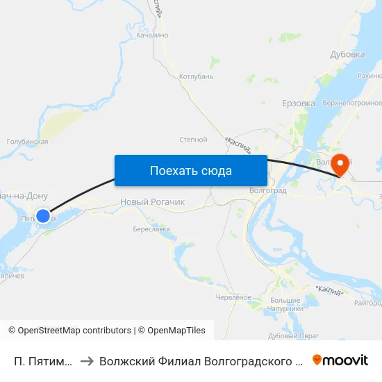 П. Пятиморск Тр (Б) to Волжский Филиал Волгоградского Государственного Университета map