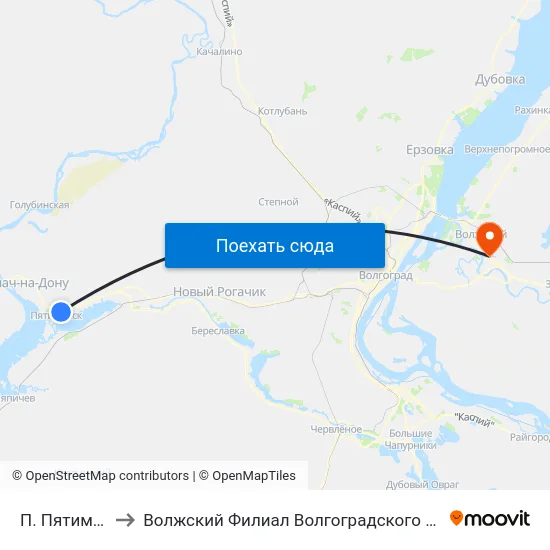 П. Пятиморск Тр (А) to Волжский Филиал Волгоградского Государственного Университета map