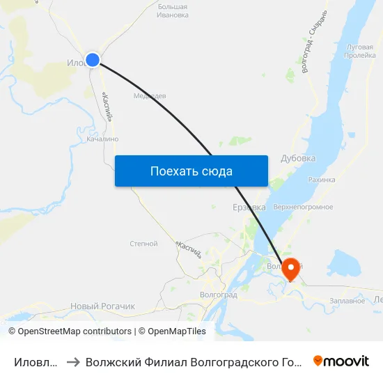 Иловля Тр. (А) to Волжский Филиал Волгоградского Государственного Университета map