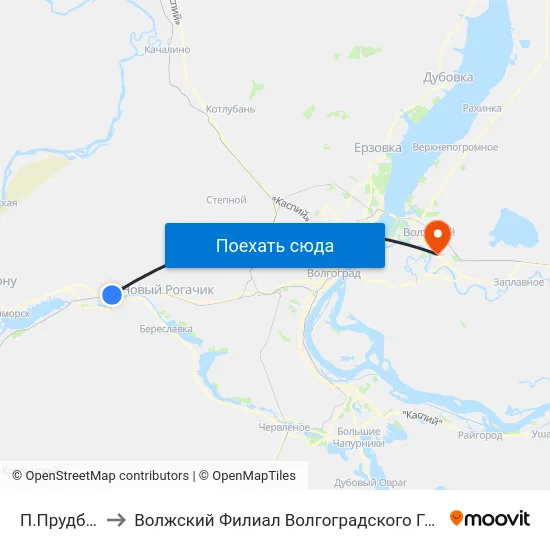 П.Прудбой Тр. (А) to Волжский Филиал Волгоградского Государственного Университета map