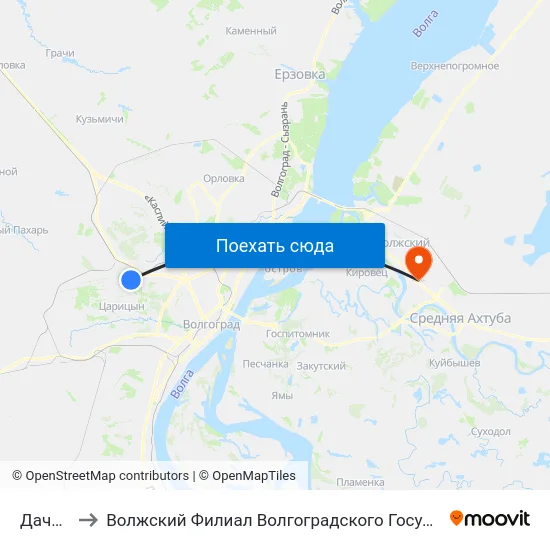 Дачи-1 (А) to Волжский Филиал Волгоградского Государственного Университета map