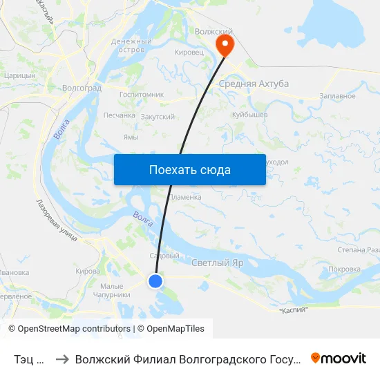 Тэц №3 (А) to Волжский Филиал Волгоградского Государственного Университета map