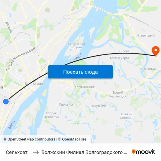 Сельхозтехника (А) to Волжский Филиал Волгоградского Государственного Университета map