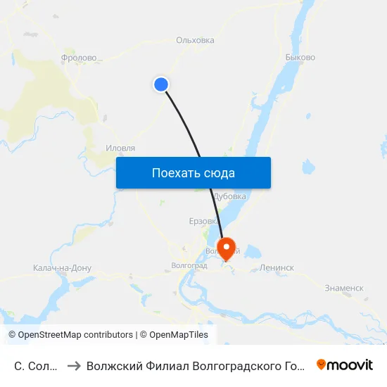 С. Солодча (Б) to Волжский Филиал Волгоградского Государственного Университета map