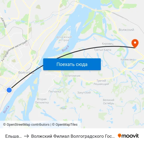 Ельшанка (А) to Волжский Филиал Волгоградского Государственного Университета map
