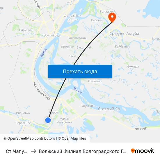 Ст.Чапурники (Б) to Волжский Филиал Волгоградского Государственного Университета map