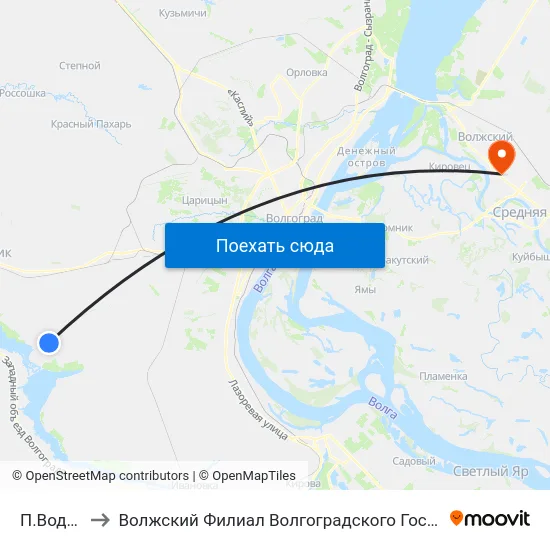 П.Водный (Б) to Волжский Филиал Волгоградского Государственного Университета map