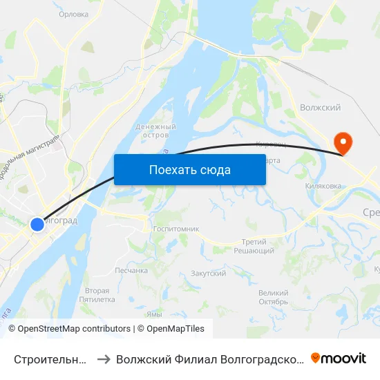 Строительный Техникум (Б) to Волжский Филиал Волгоградского Государственного Университета map