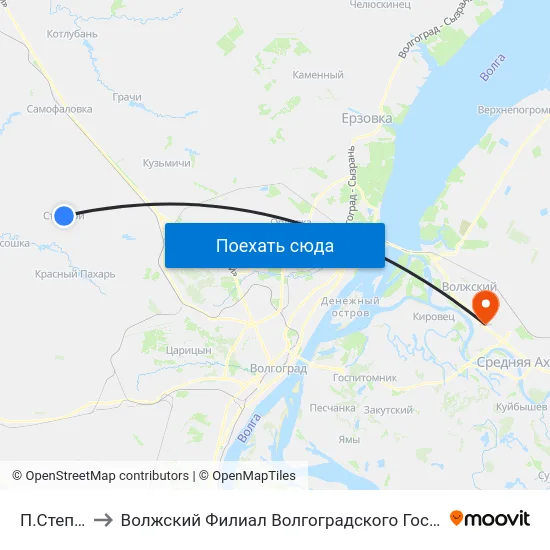 П.Степной (А) to Волжский Филиал Волгоградского Государственного Университета map