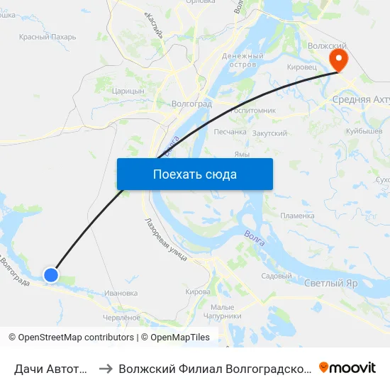 Дачи Автотранспортник (А) to Волжский Филиал Волгоградского Государственного Университета map
