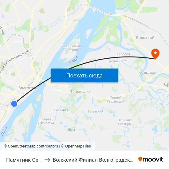 Памятник Североморцам (А) to Волжский Филиал Волгоградского Государственного Университета map