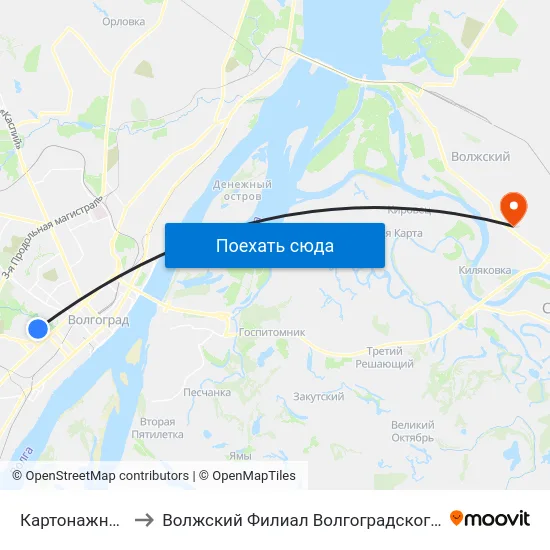 Картонажная Фабрика (Б) to Волжский Филиал Волгоградского Государственного Университета map