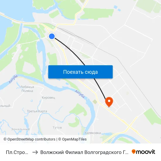 Пл.Строителей (А) to Волжский Филиал Волгоградского Государственного Университета map