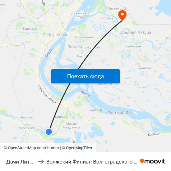 Дачи Литейщиков (А) to Волжский Филиал Волгоградского Государственного Университета map