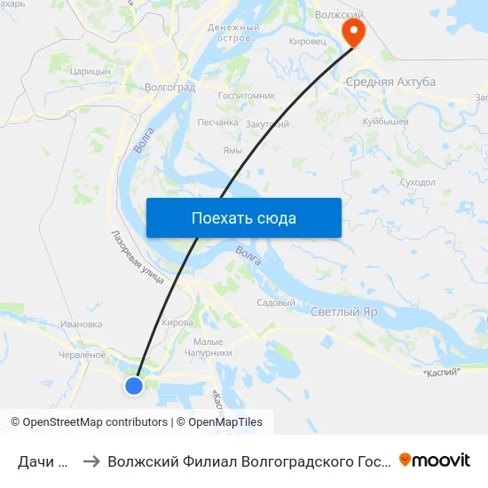 Дачи Химик-2 to Волжский Филиал Волгоградского Государственного Университета map