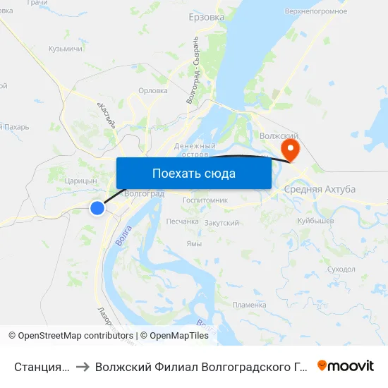 Станция Садовая to Волжский Филиал Волгоградского Государственного Университета map