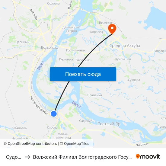 Судоверфь to Волжский Филиал Волгоградского Государственного Университета map