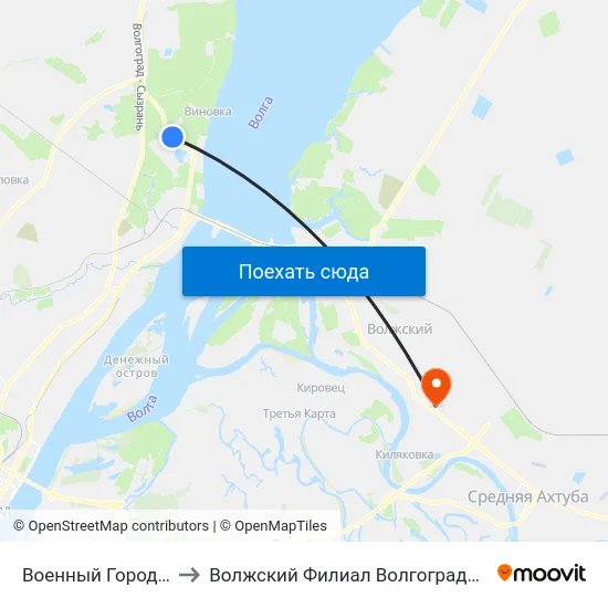 Военный Городок (Пос. Латошинка) to Волжский Филиал Волгоградского Государственного Университета map