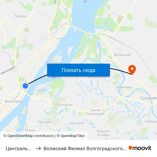 Центральный Стадион to Волжский Филиал Волгоградского Государственного Университета map