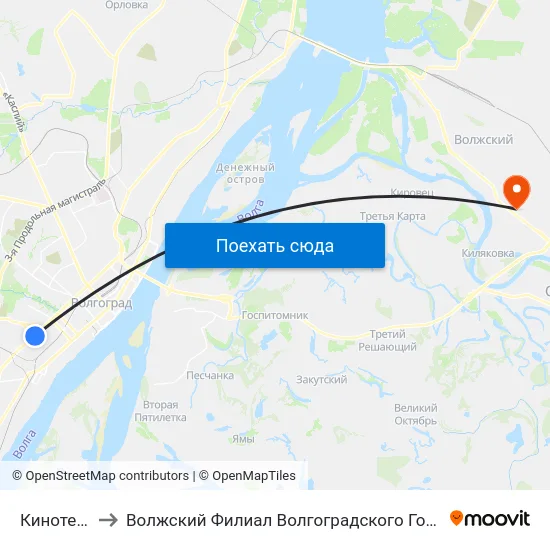 Кинотеатр Мир to Волжский Филиал Волгоградского Государственного Университета map