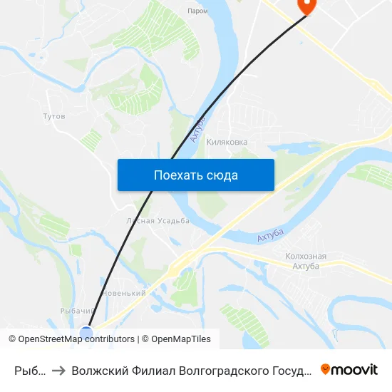 Рыбачий to Волжский Филиал Волгоградского Государственного Университета map
