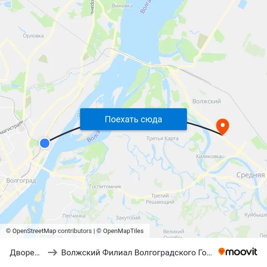 Дворец Спорта to Волжский Филиал Волгоградского Государственного Университета map