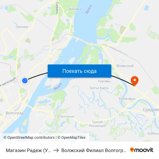 Магазин Радеж (Ул. 39 Гвардейской Дивизии) to Волжский Филиал Волгоградского Государственного Университета map