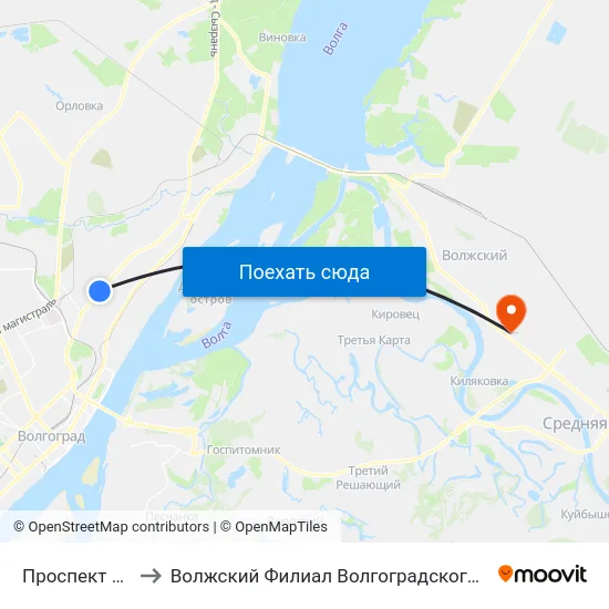 Проспект Металлургов to Волжский Филиал Волгоградского Государственного Университета map