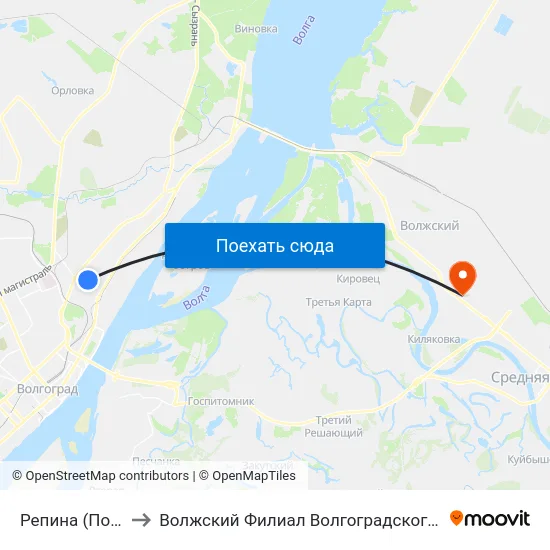 Репина (По Требованию) to Волжский Филиал Волгоградского Государственного Университета map