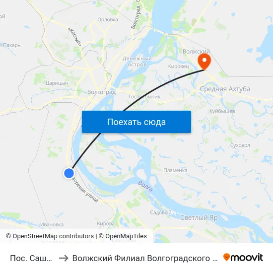 Пос. Саши Чекалина to Волжский Филиал Волгоградского Государственного Университета map