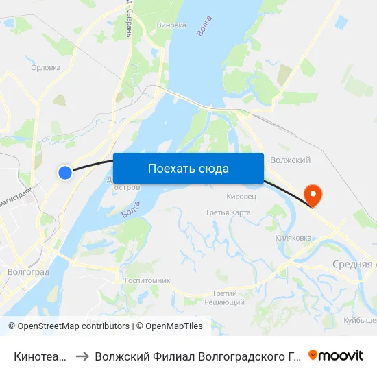 Кинотеатр Юность to Волжский Филиал Волгоградского Государственного Университета map
