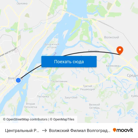 Центральный Рынок (По Требованию) to Волжский Филиал Волгоградского Государственного Университета map