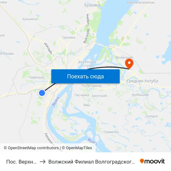 Пос. Верхняя Ельшанка to Волжский Филиал Волгоградского Государственного Университета map