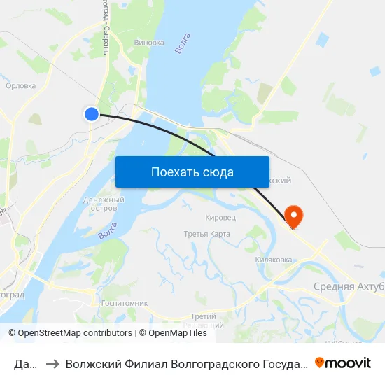Дачная to Волжский Филиал Волгоградского Государственного Университета map
