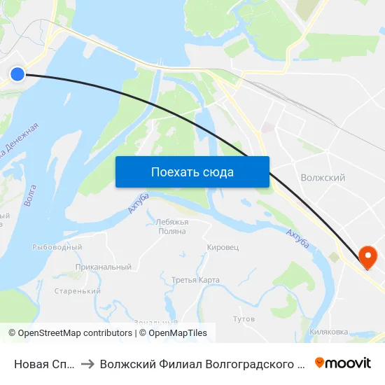 Новая Спартановка to Волжский Филиал Волгоградского Государственного Университета map