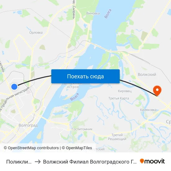 Поликлиника №18 to Волжский Филиал Волгоградского Государственного Университета map
