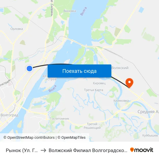 Рынок (Ул. Германа Титова) to Волжский Филиал Волгоградского Государственного Университета map