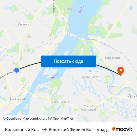 Больничный Комплекс (Ул. Землячки) to Волжский Филиал Волгоградского Государственного Университета map