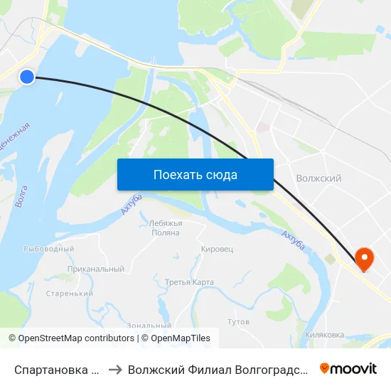 Спартановка (Улица Кастерина) to Волжский Филиал Волгоградского Государственного Университета map