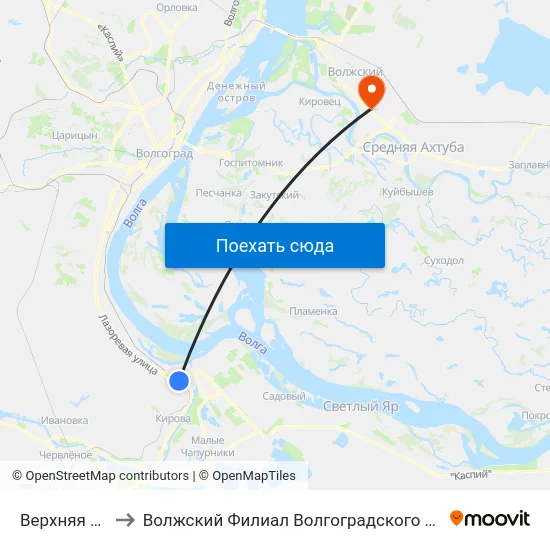 Верхняя Судоверфь to Волжский Филиал Волгоградского Государственного Университета map